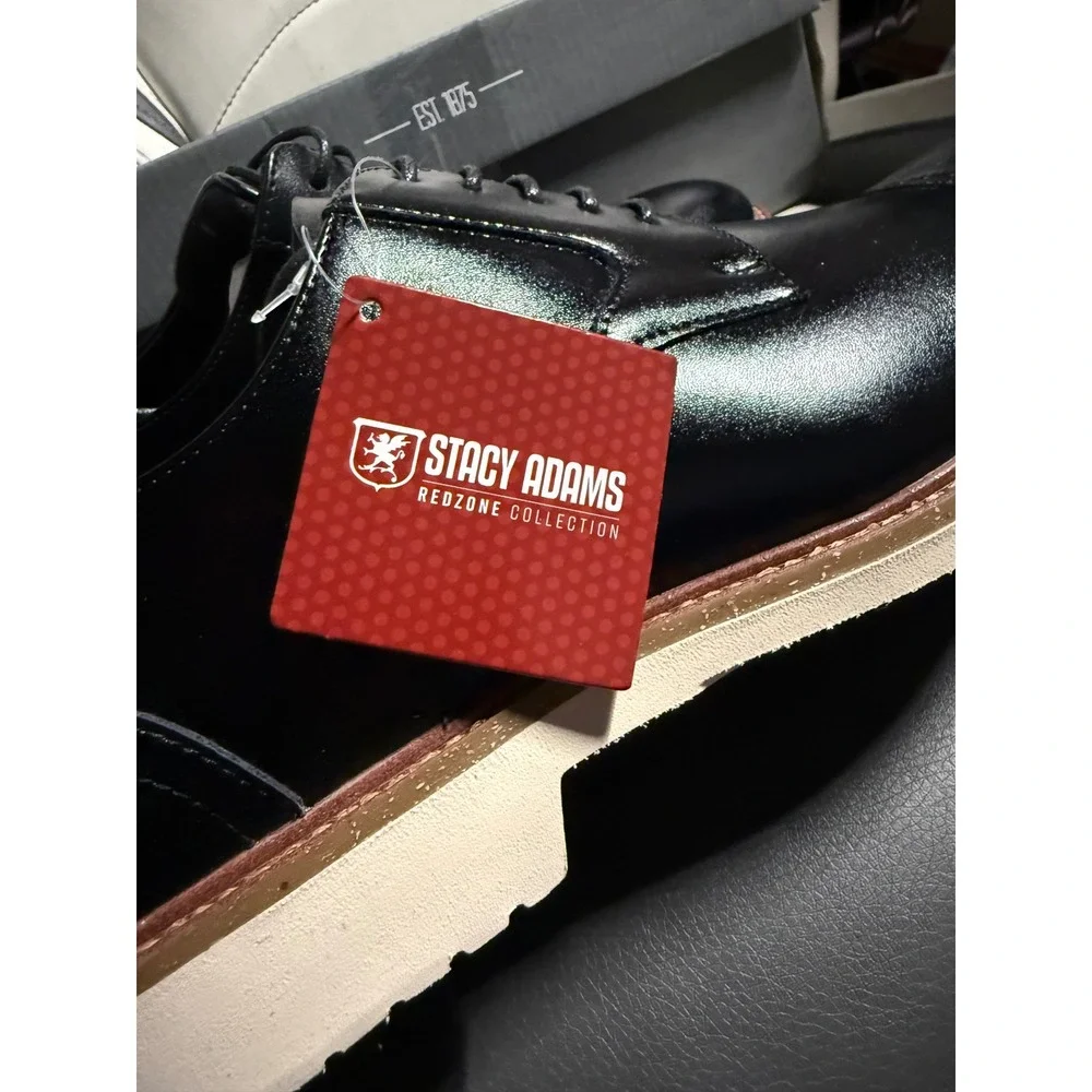 Stacy Adams Oxford Shoes‎ Mens 10 Black New Redzone Cap Toe Leather Lace Up